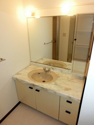 Washroom. There is a separate storage and wash basin