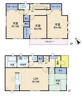 Floor plan. 19,800,000 yen, 4LDK, Land area 115.05 sq m , Building area 98.01 sq m