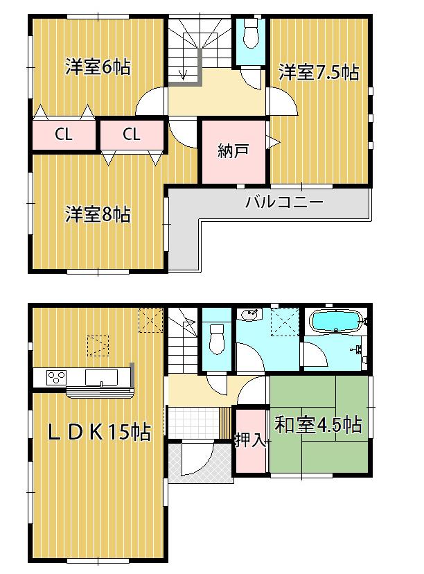Floor plan. (4 Building), Price 22,800,000 yen, 4LDK+S, Land area 115.12 sq m , Building area 94.77 sq m