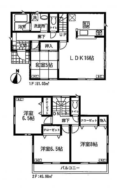 Floor plan. 19,800,000 yen, 4LDK, Land area 130.77 sq m , Building area 93.15 sq m