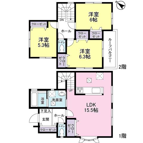 Floor plan. 26,900,000 yen, 3LDK, Land area 103.6 sq m , Building area 87 sq m