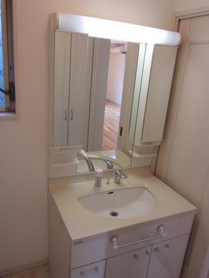 Washroom. With so door, It can be stored without showing things in.