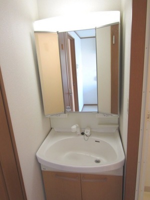 Washroom. Wash basin with vanity happy to busy morning.