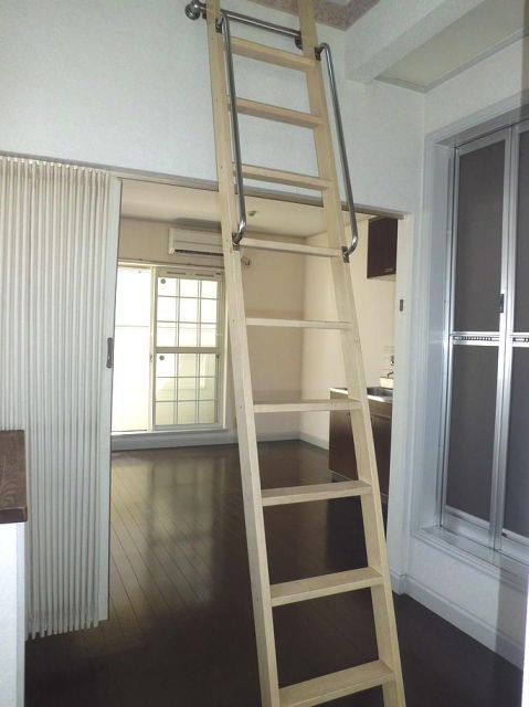 Living and room. Is a ladder going up to the loft.