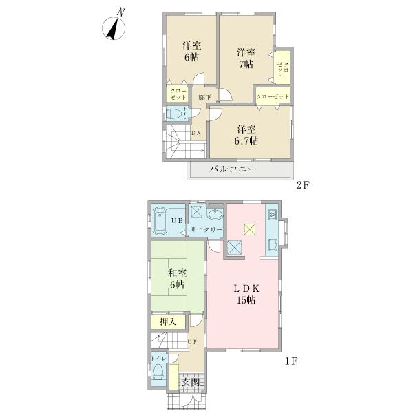 Floor plan. 24.5 million yen, 4LDK, Land area 111.06 sq m , Building area 96.06 sq m