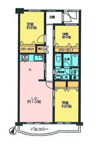 Floor plan. 3LDK, Price 12.8 million yen, Occupied area 71.05 sq m , Balcony area 9.78 sq m