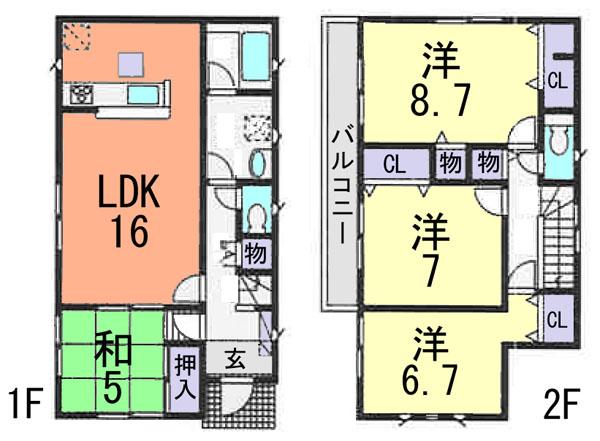 Floor plan. (1 Building), Price 23.8 million yen, 4LDK, Land area 144.14 sq m , Building area 101.25 sq m