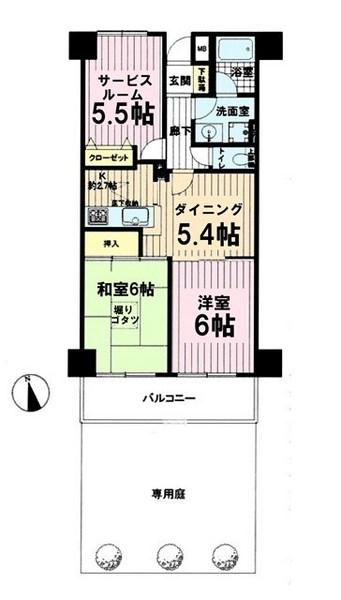 Floor plan. 2DK + S (storeroom), Price 13.8 million yen, Footprint 55.8 sq m , Balcony area 7.56 sq m