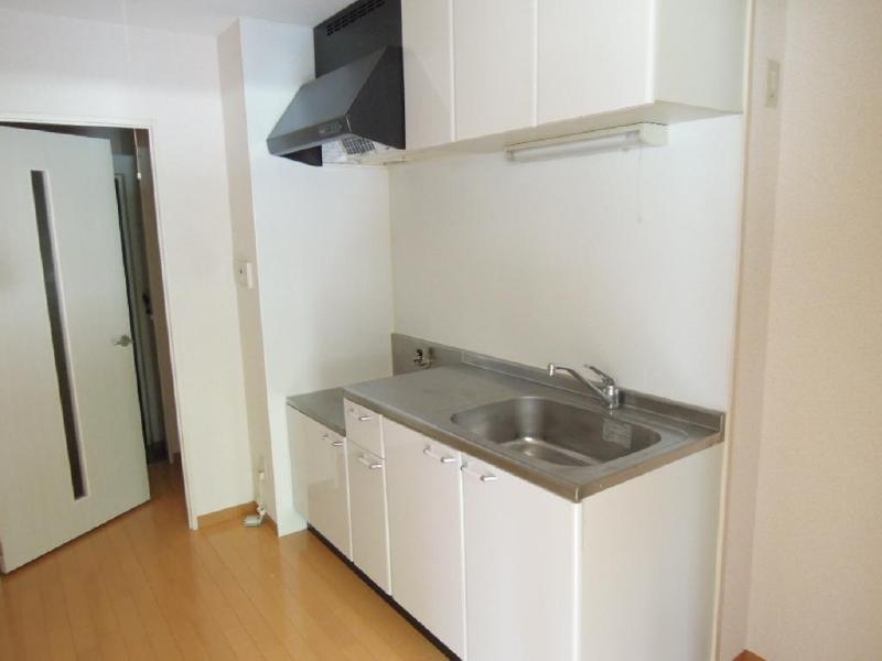 Kitchen. Cooking space spacious ・ Happy two-burner gas stove can be installed