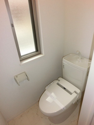Toilet. Toilet there is a window