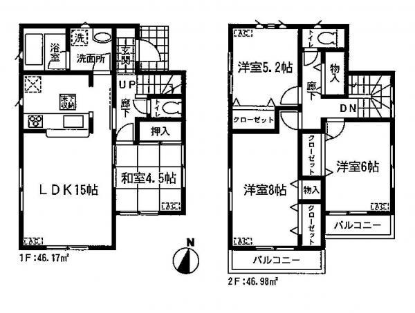 Floor plan. 22,800,000 yen, 4LDK, Land area 130.77 sq m , Building area 93.15 sq m