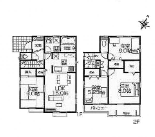 Floor plan. 28.6 million yen, 4LDK, Land area 125.56 sq m , Building area 97.29 sq m