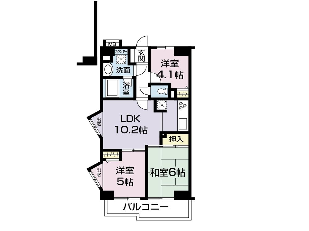Floor plan. 3LDK, Price 13.5 million yen, Occupied area 55.55 sq m , Balcony area 5.7 sq m