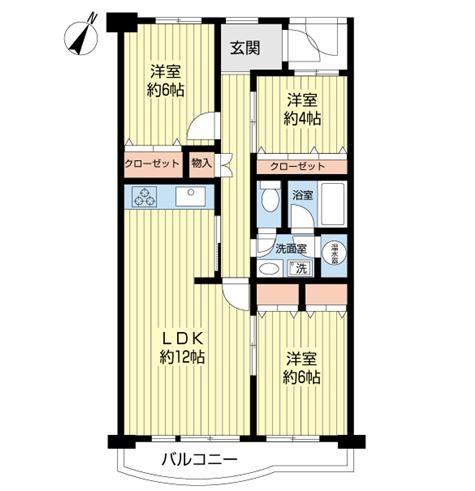 Floor plan. 3LDK, Price 12.8 million yen, Occupied area 71.05 sq m , Balcony area 9.78 sq m