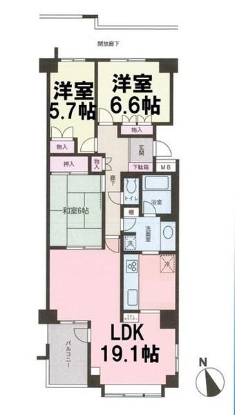 Floor plan. 3LDK, Price 15.5 million yen, Occupied area 82.66 sq m
