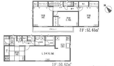 Floor plan. (Building 2), Price 29,800,000 yen, 4LDK, Land area 185.7 sq m , Building area 103.27 sq m