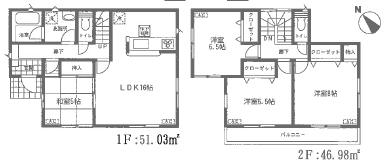 Floor plan. (5 Building), Price 27,800,000 yen, 4LDK, Land area 179.2 sq m , Building area 98.01 sq m