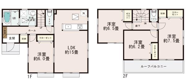 Floor plan. (5 Building), Price 20.8 million yen, 4LDK, Land area 117 sq m , Building area 98.12 sq m