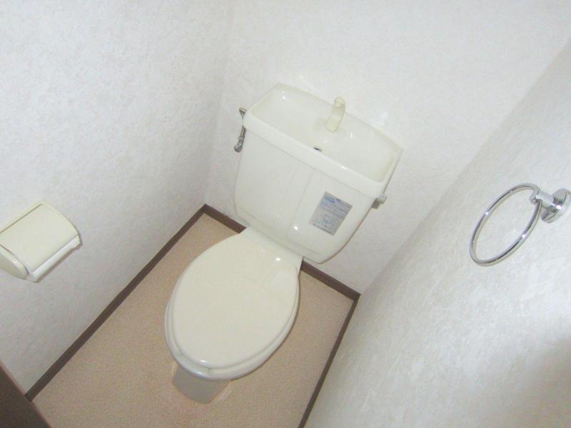 Toilet. With towel hanger It is a space with a cleanliness