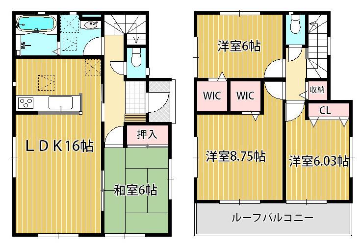 Floor plan. 16.8 million yen, 4LDK, Land area 187.34 sq m , Building area 99.77 sq m