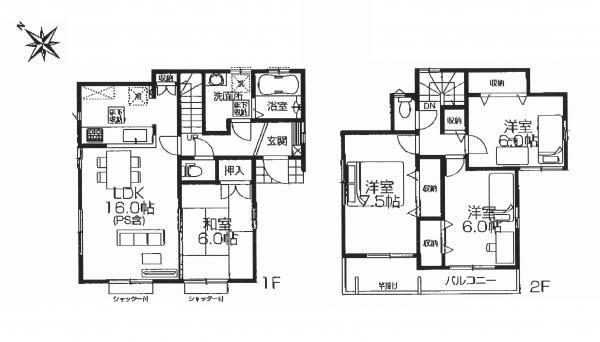 Floor plan. 29,900,000 yen, 4LDK, Land area 127.32 sq m , Building area 99.36 sq m