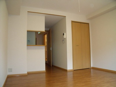 Living and room. closet Counter kitchen with Western-style