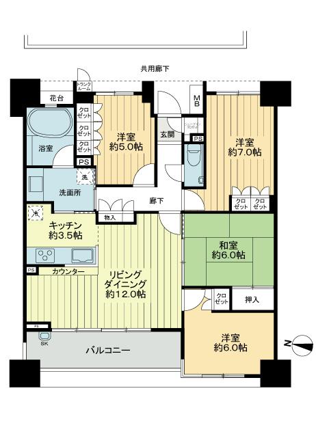 Floor plan. 4LDK, Price 40,900,000 yen, Occupied area 87.53 sq m , Balcony area 11.6 sq m Property floor plan