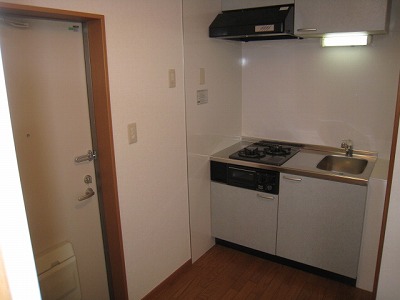 Kitchen. Easy-to-use kitchen, Two-burner stove
