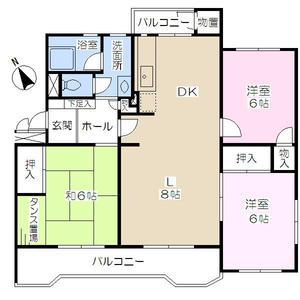 Floor plan. 3LDK, Price 10.3 million yen, Occupied area 77.36 sq m , Balcony area 12.87 sq m