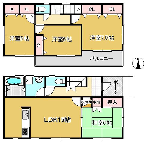 Floor plan. (1 Building), Price 21,800,000 yen, 4LDK, Land area 140 sq m , Building area 99.77 sq m