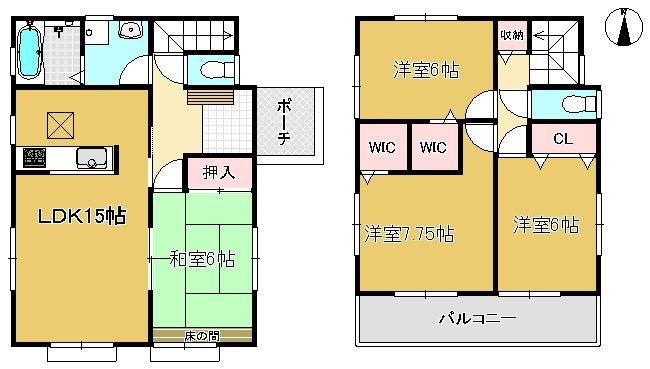 Floor plan. (Building 2), Price 19,800,000 yen, 4LDK, Land area 156.69 sq m , Building area 99.78 sq m