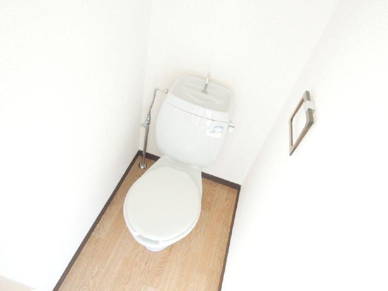 Toilet. The installed toilet space of towel hanger