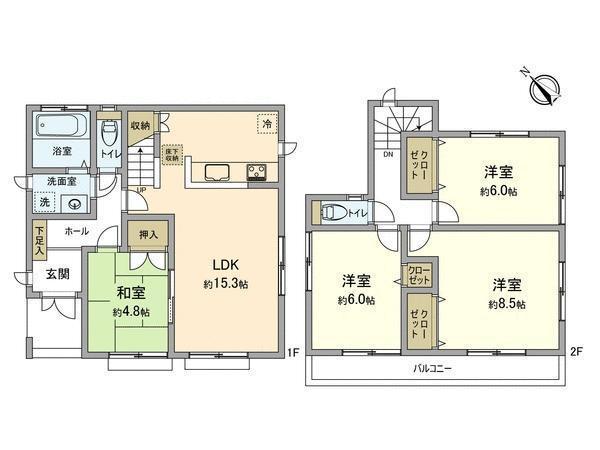 Floor plan. 42,800,000 yen, 4LDK, Land area 103.04 sq m , Building area 94.81 sq m   [Floor plan] Secure storage rich and neat living space.
