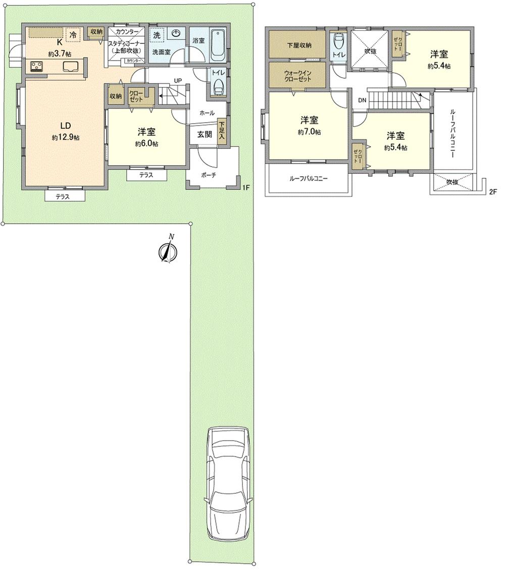 Floor plan. (1-3), Price 37.5 million yen, 4LDK, Land area 150.78 sq m , Building area 106.26 sq m