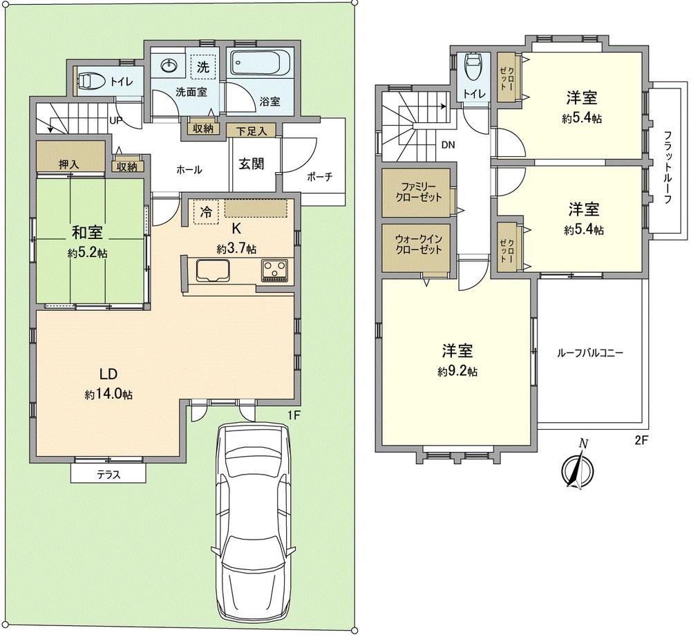 Floor plan. (1-4), Price 41,500,000 yen, 4LDK, Land area 124.36 sq m , Building area 105.88 sq m