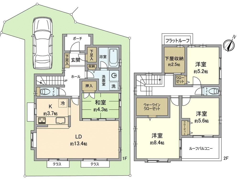 Floor plan. (2-5), Price 38,300,000 yen, 4LDK, Land area 107.58 sq m , Building area 107.5 sq m