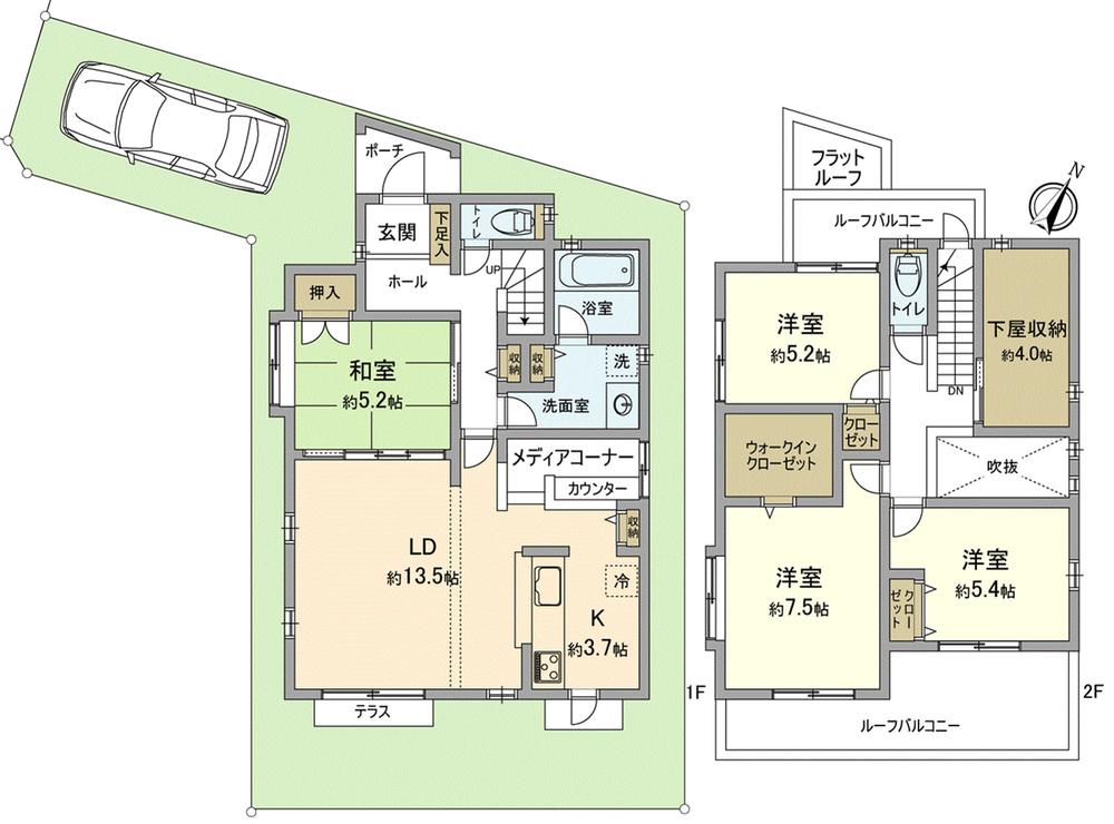 Floor plan. (2-6), Price 38,500,000 yen, 4LDK, Land area 121.75 sq m , Building area 107.5 sq m
