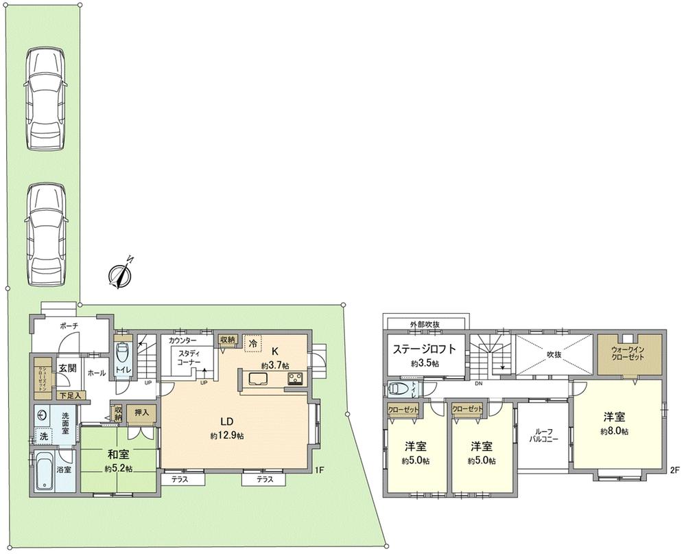 Floor plan. (2-8), Price 40,800,000 yen, 4LDK, Land area 165.97 sq m , Building area 107.5 sq m