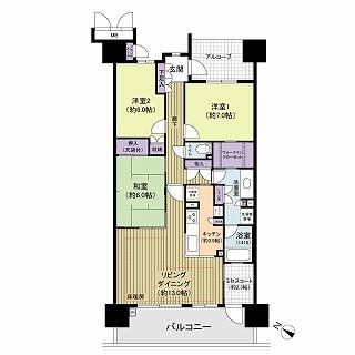 Floor plan. 3LDK, Price 39,800,000 yen, Occupied area 88.12 sq m , Balcony area 14.4 sq m   ◆ 6 floor, Day view is good  ◆ About 2.3 Pledge of Mrs. Court  ◆ Walk-in closet  ◆ Is a floor plan that has been consideration to privacy