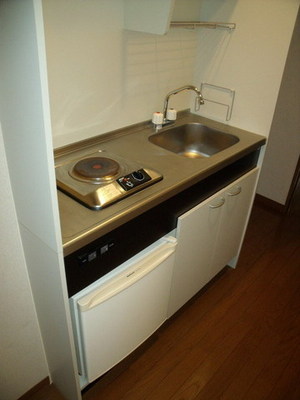 Kitchen. Electric stove 1-neck It is with a mini fridge