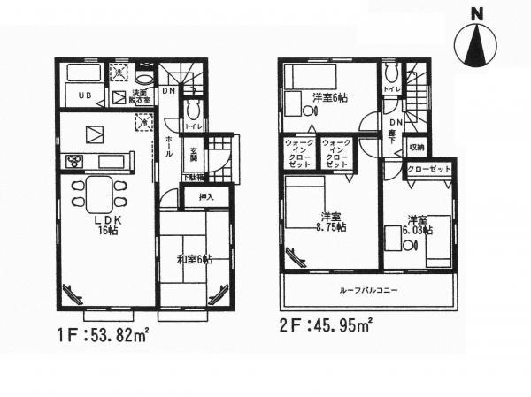 Floor plan. 18,800,000 yen, 4LDK, Land area 187.34 sq m , Building area 99.77 sq m