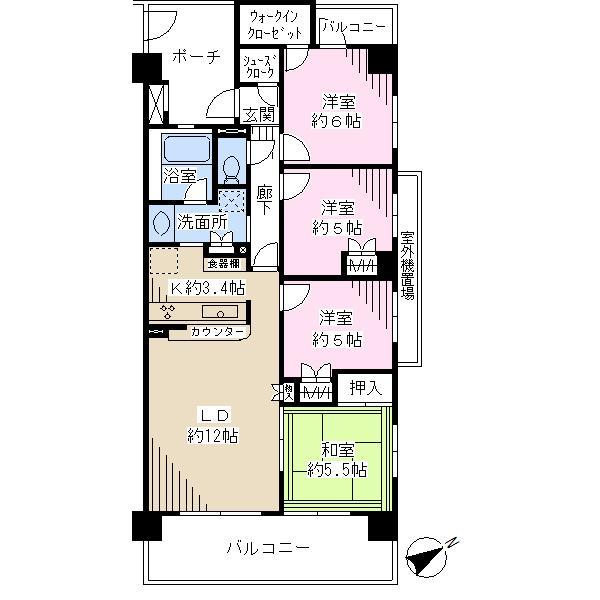 Floor plan. 4LDK, Price 19.7 million yen, Occupied area 80.32 sq m , Balcony area 15.56 sq m