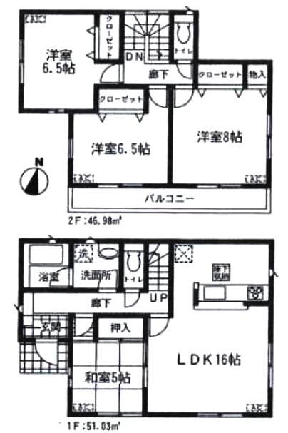 Floor plan. 19,800,000 yen, 4LDK, Land area 130.77 sq m , Building area 98.01 sq m