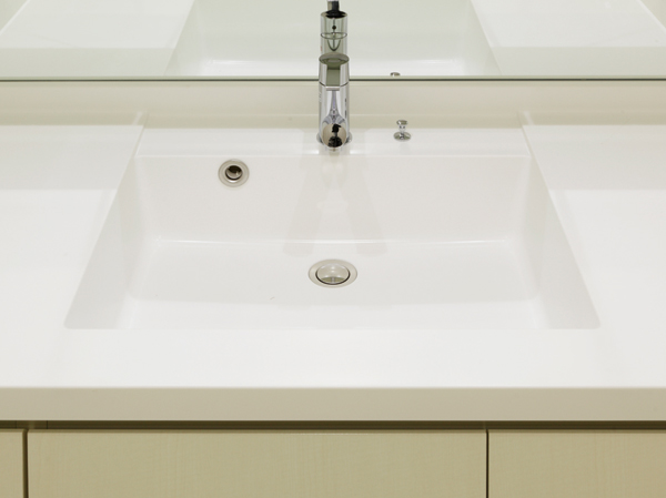 Bathing-wash room.  [Square bowl-integrated artificial marble counter] There is no seam, Adopt a simple bowl-integrated countertop to clean. Top plate of the matte finish will produce a sophisticated space of calm. (Same specifications)