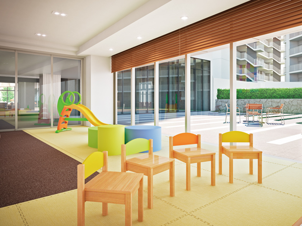 Shared facilities.  [Kids Room Rendering] Without having to worry about the weather and the seasons, such as a rainy day or a cold day, You can play with confidence the children. Also available in a place of communication between children and parents-sama.