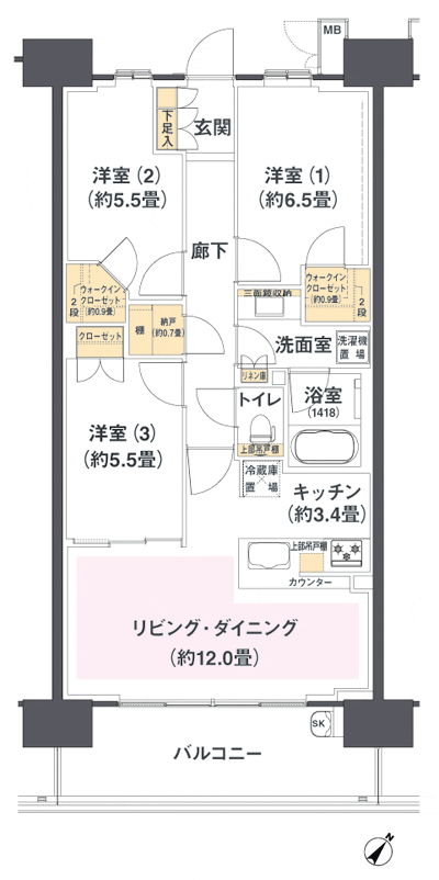 Floor: 3LDK + N + 2WIC, occupied area: 75.08 sq m, Price: 35,880,000 yen, now on sale