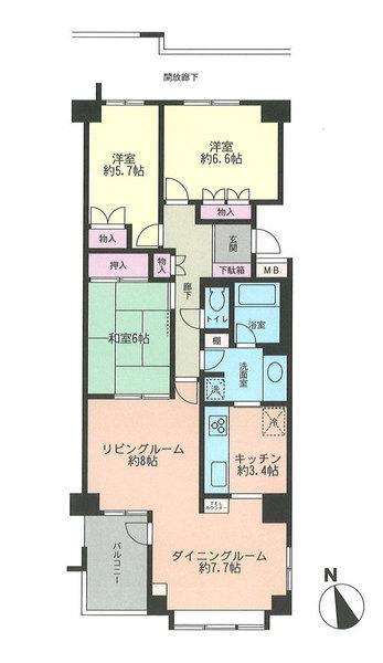 Floor plan. 3LDK, Price 15.5 million yen, Occupied area 82.66 sq m