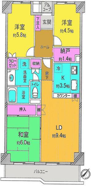 Floor plan. 3LDK, Price 14.8 million yen, Footprint 71.7 sq m , Balcony area 8.1 sq m