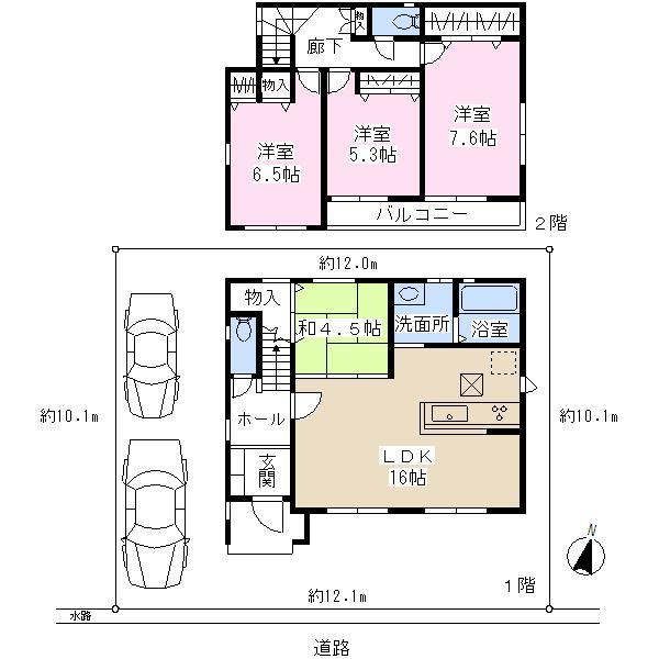 Floor plan. 28,700,000 yen, 4LDK, Land area 122.8 sq m , Building area 97.15 sq m