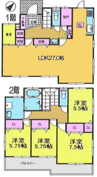 Floor plan. 28.8 million yen, 4LDK+2S, Land area 132.5 sq m , Building area 139.17 sq m   [Floor plan]